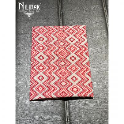 Red and Pink Cotton Unstitched Suit
