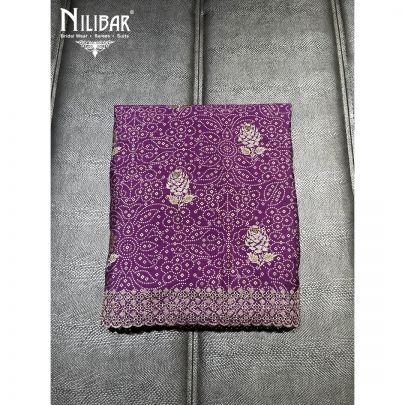 Purple Cotton and Chinon Unstitched Suit