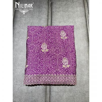 Purple Cotton and Chinon Unstitched Suit