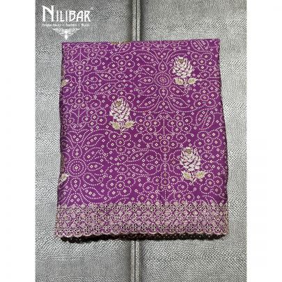 Purple Cotton and Chinon Unstitched Suit