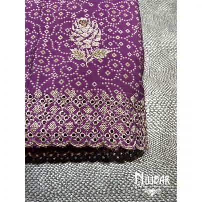 Purple Cotton and Chinon Unstitched Suit