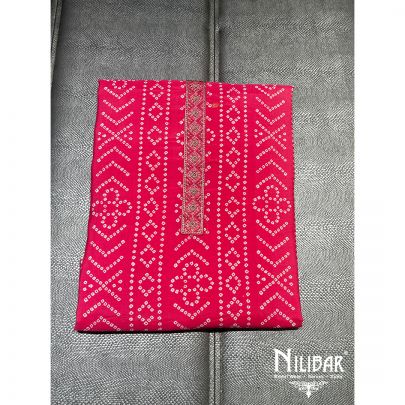 Hot Pink Cotton Cotton Unstitched Suit