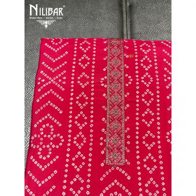 Hot Pink Cotton Cotton Unstitched Suit