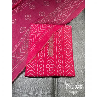 Hot Pink Cotton Cotton Unstitched Suit