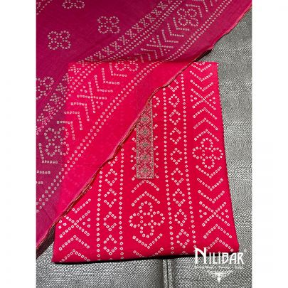 Hot Pink Cotton Cotton Unstitched Suit