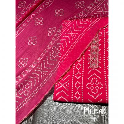Hot Pink Cotton Cotton Unstitched Suit