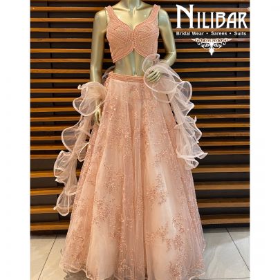 Baby Peach Net Lehenga