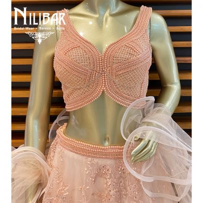 Baby Peach Net Lehenga