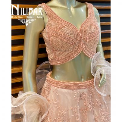 Baby Peach Net Lehenga