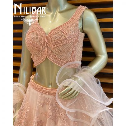 Baby Peach Net Lehenga
