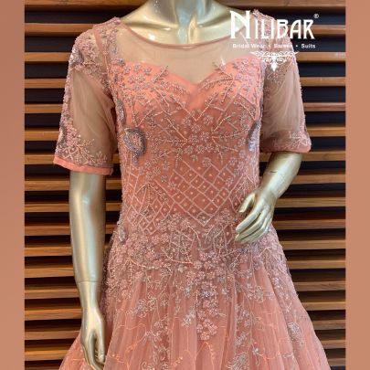 Salmon Peach Net Gown