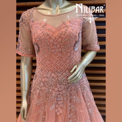 Salmon Peach Net Gown