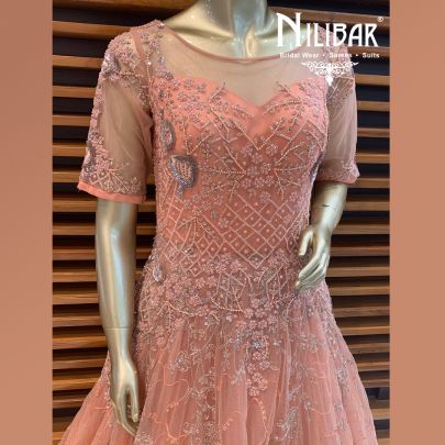 Salmon Peach Net Gown