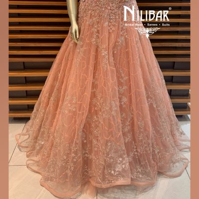Salmon Peach Net Gown