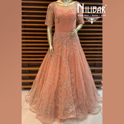 Salmon Peach Net Gown