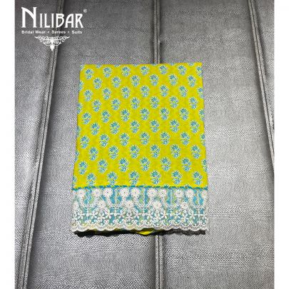 Neon Green  Cotton Unstitched Suit