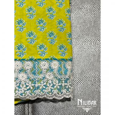 Neon Green  Cotton Unstitched Suit