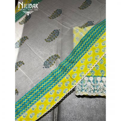 Neon Green  Cotton Unstitched Suit