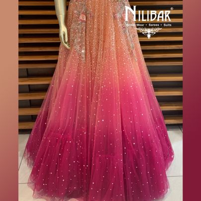 Peach and Magenta Net Gown