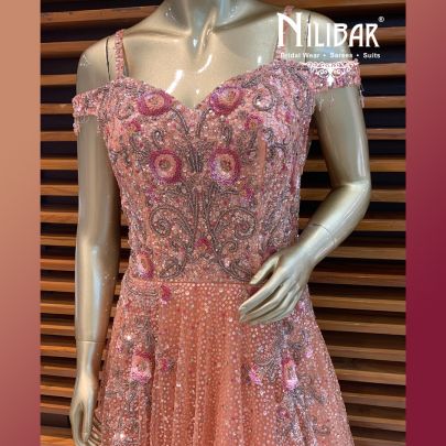 Peach and Magenta Net Gown