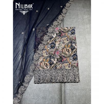 Multicolor Muslin Cotton Unstitched Suit