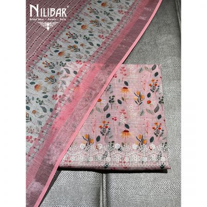 Baby Pink Kota Cotton Unstitched Suit
