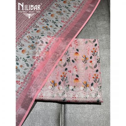 Baby Pink Kota Cotton Unstitched Suit