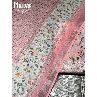 Baby Pink Kota Cotton Unstitched Suit