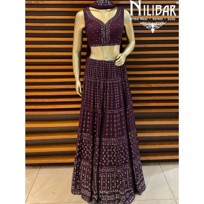Grape Georgette Lehenga