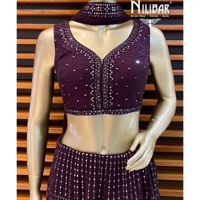 Grape Georgette Lehenga