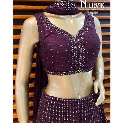 Grape Georgette Lehenga