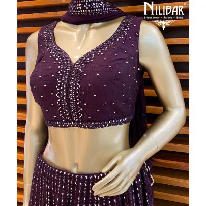 Grape Georgette Lehenga
