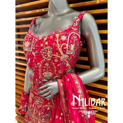 Pink Georgette Embroidered Lehenga