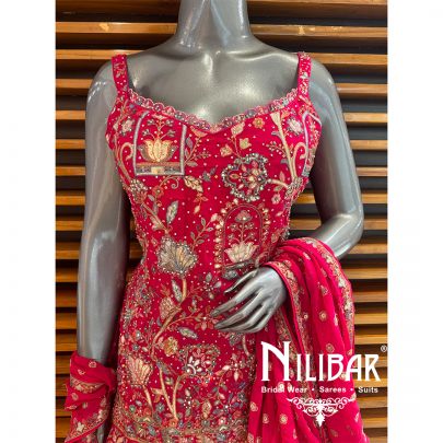 Pink Georgette Embroidered Lehenga