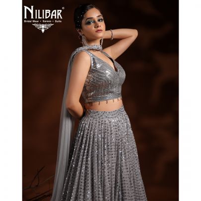 Grey Net Lehenga