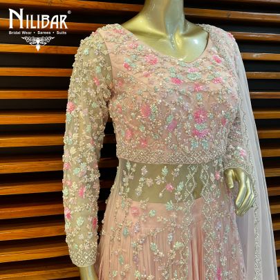 Flamingo Pink Chinon and Net Palazzo Suit Set