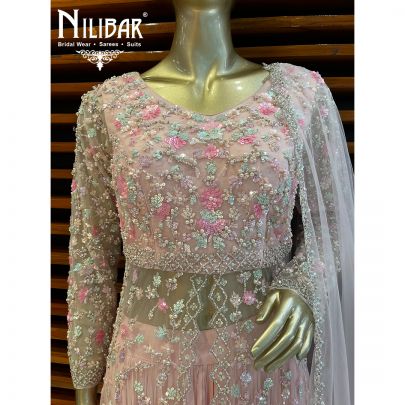 Flamingo Pink Chinon and Net Palazzo Suit Set
