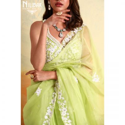 Green Organza Saree