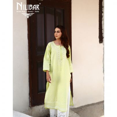 Tea Green Cotton Kurti