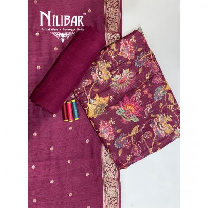 Mystic Pink Matka Silk Unstitched Suit