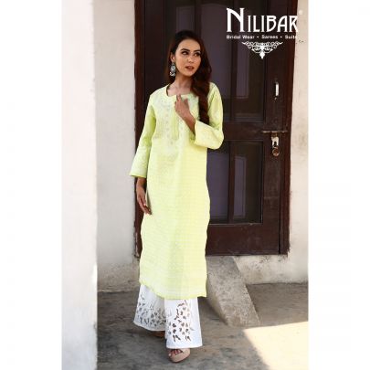 Tea Green Cotton Kurti