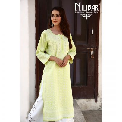 Tea Green Cotton Kurti