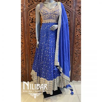 Blue Georgette Sequin Anarkali