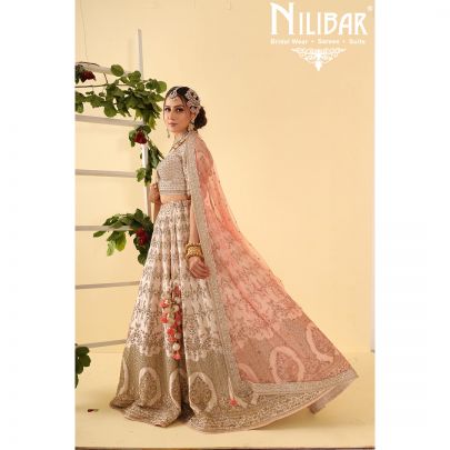 salmon pink Georgette Lehenga