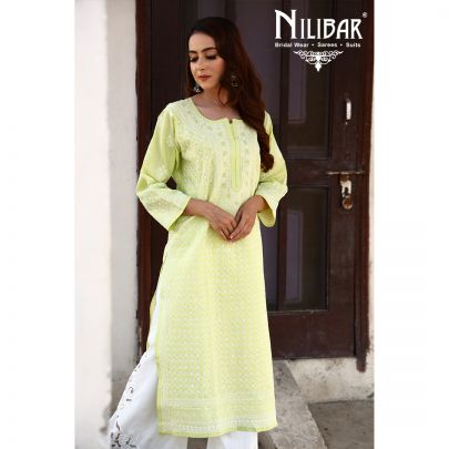 Tea Green Cotton Kurti