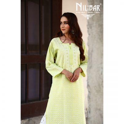 Tea Green Cotton Kurti