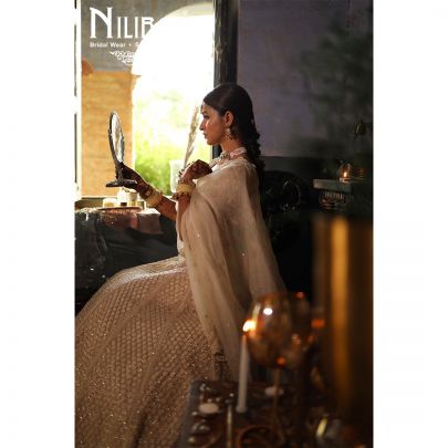 Cream Net Heavy Lehenga