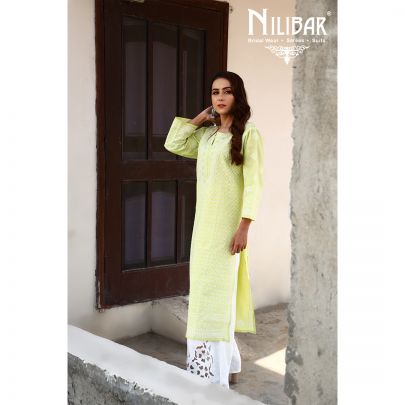 Tea Green Cotton Kurti