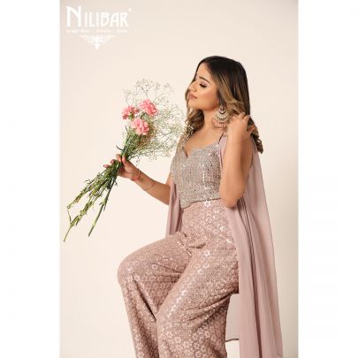 Mauve Georgette Palazzo Set