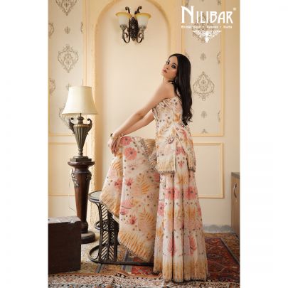 Cream Net Palazzo Suit